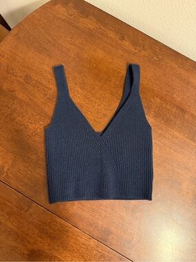 Women’s Navy Cashmere Cropped Tank Top